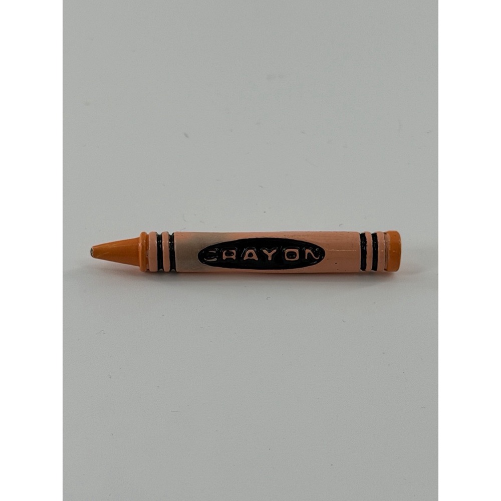 Vintage Crayon Lapel Hat Pin Orange Novelty Art Teacher School Retro 1980s